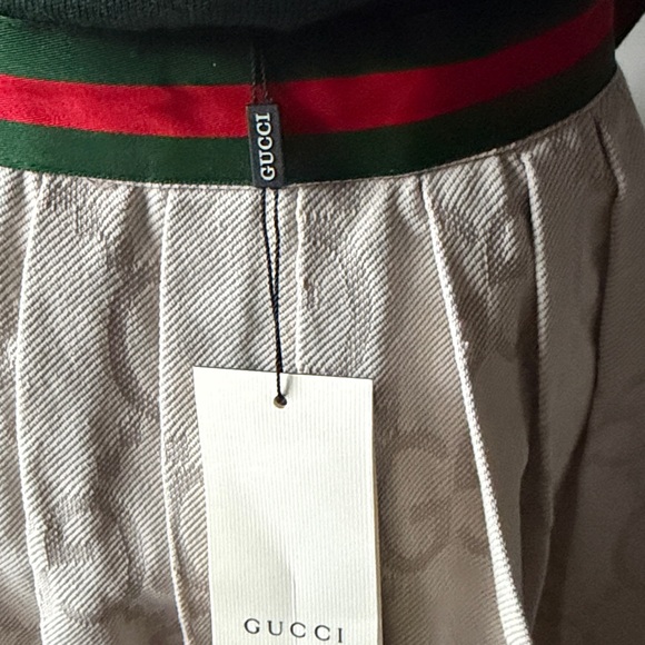 GG  pleated mini Skirt /skort NEW! 28”waist off white red/green belt - Picture 10 of 16